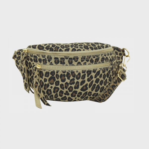 Anais - Sac banane double zip en cuir...