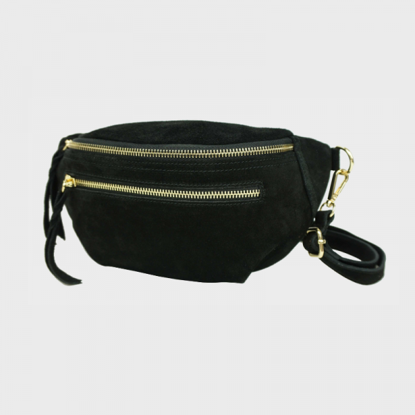 Anais - Sac banane double zip en cuir...