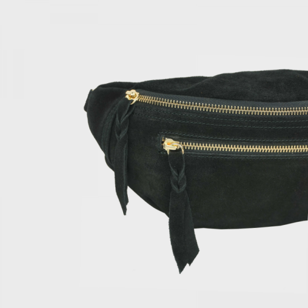 Anais - Sac banane double zip en cuir...