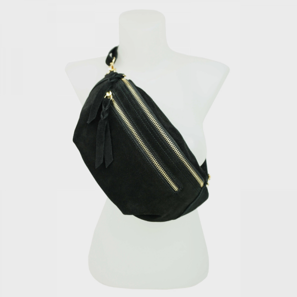 Anais - Sac banane double zip en cuir...