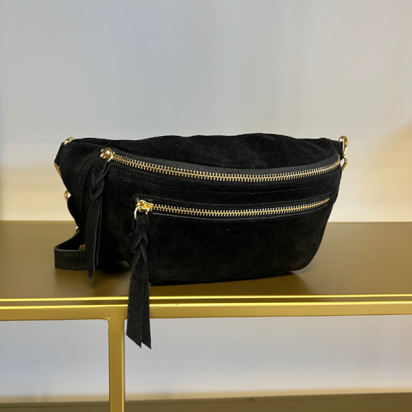 Anais - Sac banane double zip en cuir...