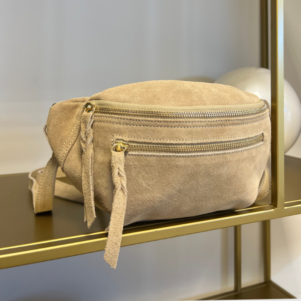 Anais - Sac banane double zip en cuir...