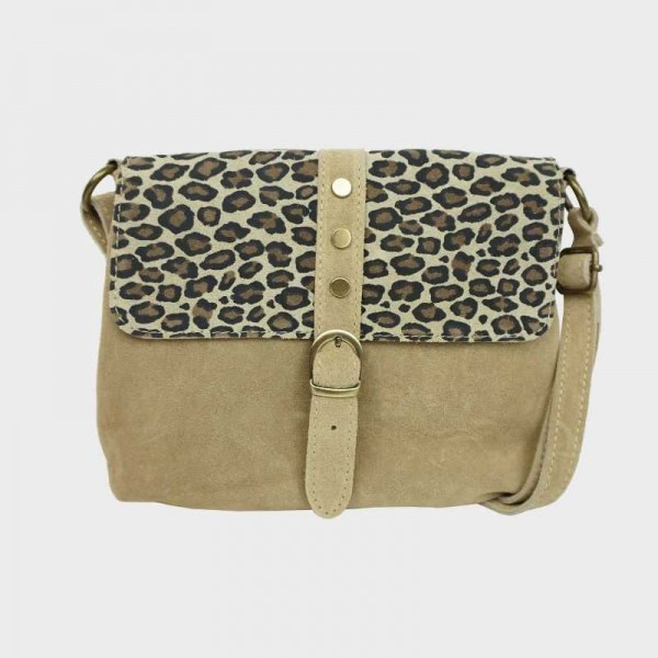 Anais - Sac bandoulière rabat léopard...