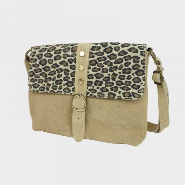 Anais - Sac bandoulière rabat léopard...