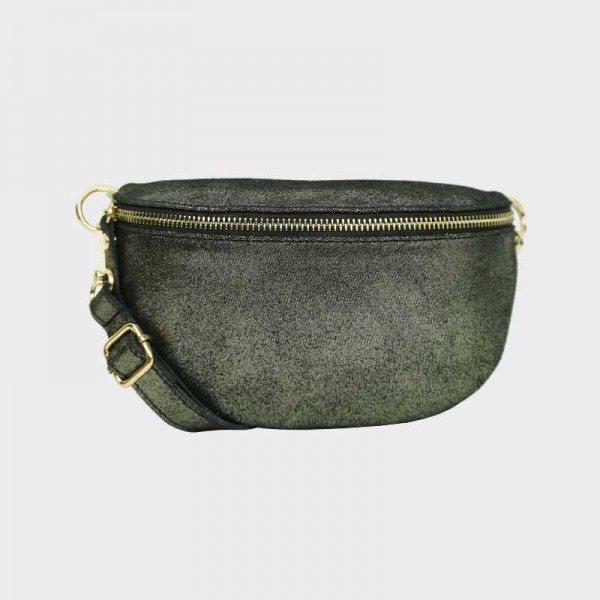 Anais - Sac banane en cuir brillant...