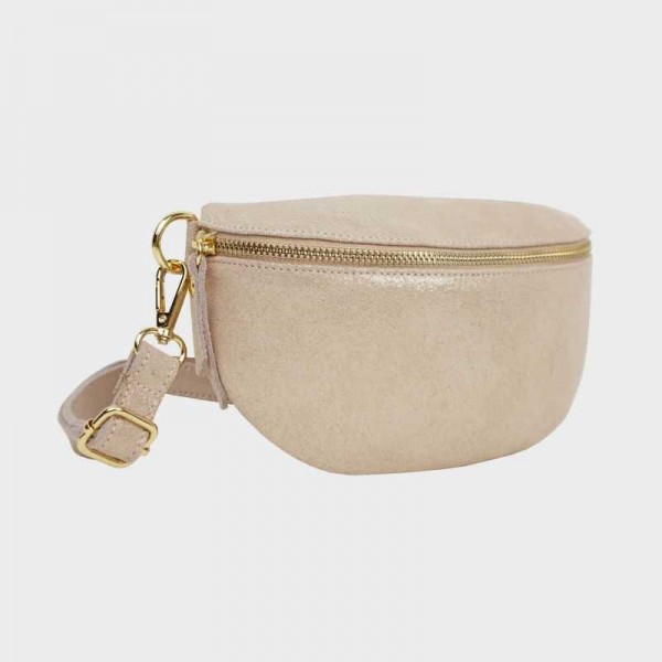 Anais - Sac banane en cuir brillant...