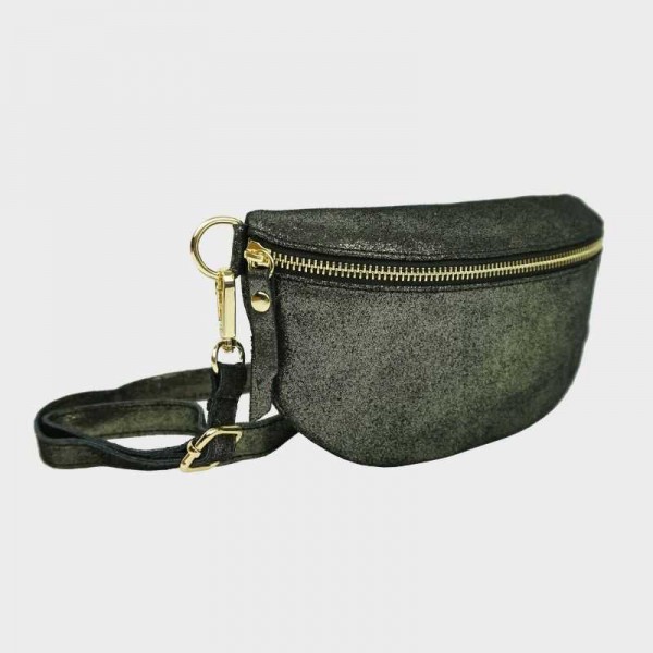 Anais - Sac banane en cuir brillant...