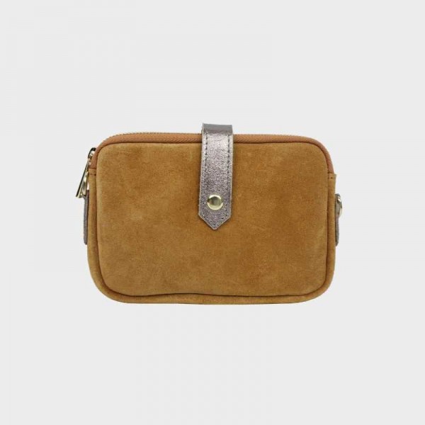 Anais - Pochette plate en cuir nubuck...
