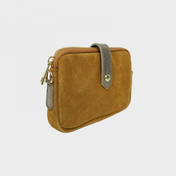 Anais - Pochette plate en cuir nubuck...