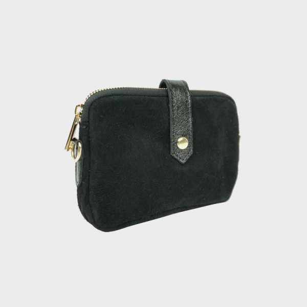 Anais - Pochette plate en cuir nubuck...