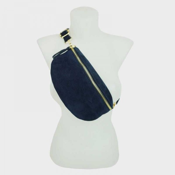 Anais - Sac banane en cuir suédine...