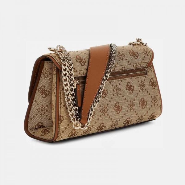 Guess - Sac bandoulière camel logoté...