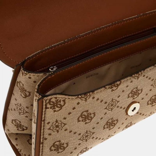 Guess - Sac bandoulière camel logoté...