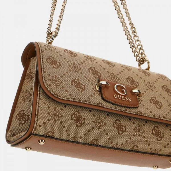 Guess - Sac bandoulière camel logoté...