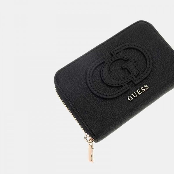Guess - Porte monnaie zippé noir Calebra