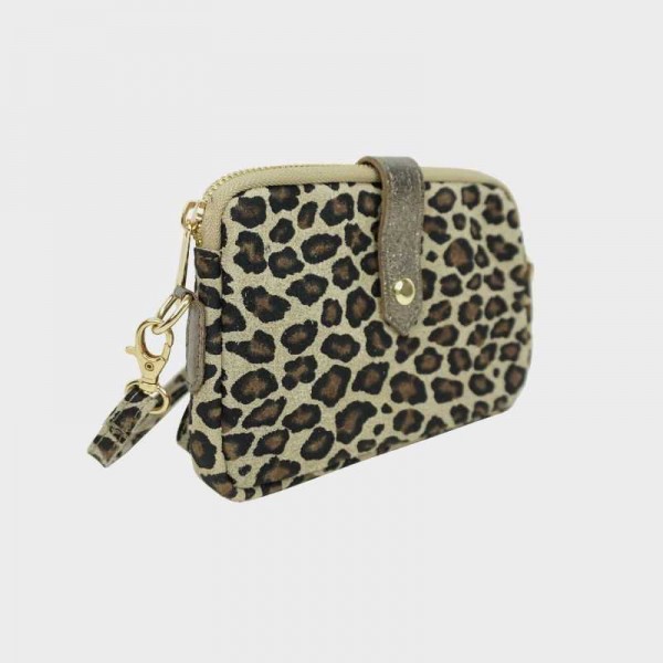 Anais - Pochette plate en cuir nubuck...