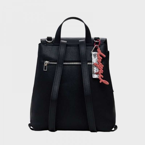 Desigual - Sac à dos noir rabat avec...