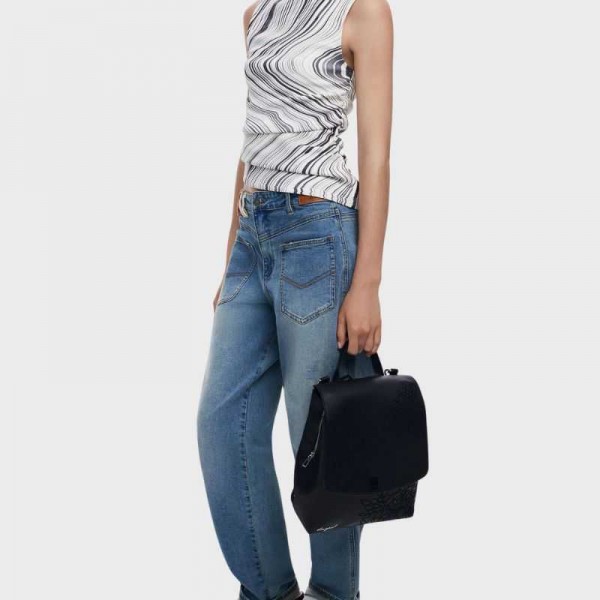 Desigual - Sac à dos noir rabat avec...