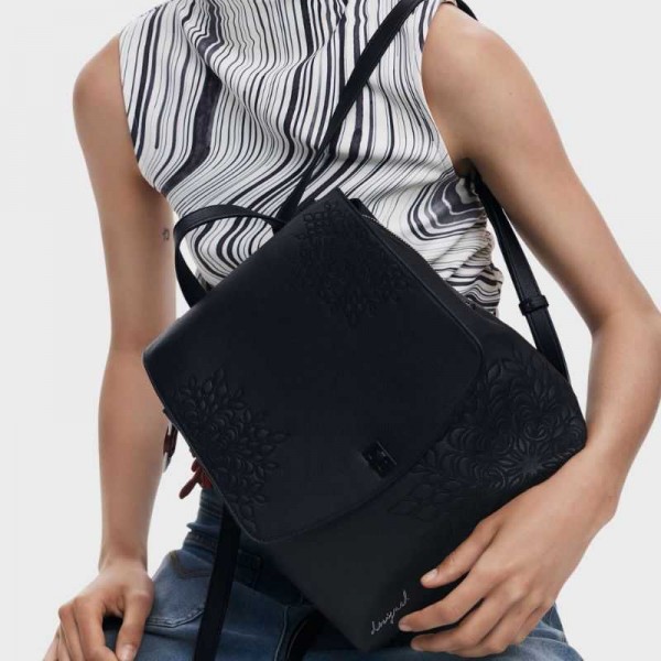 Desigual - Sac à dos noir rabat avec...