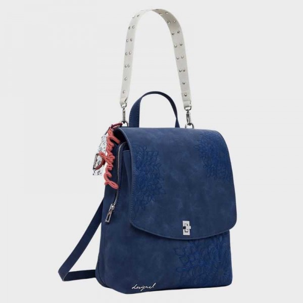 Desigual - Sac à dos bleu rabat avec...