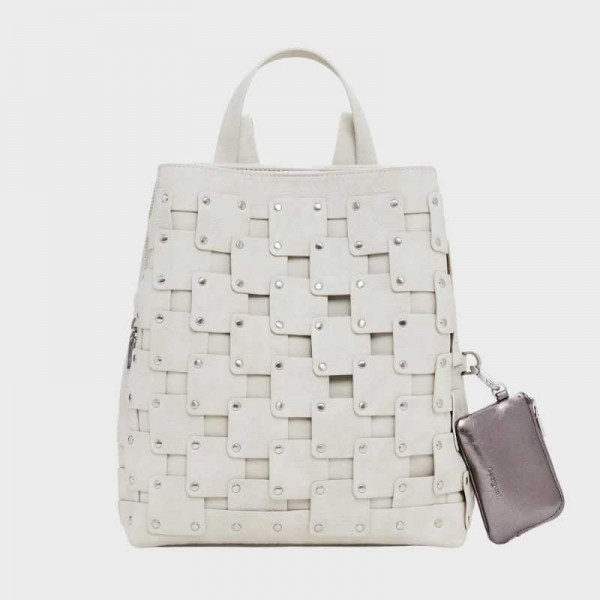 Desigual - Sac à dos clouté blanc...