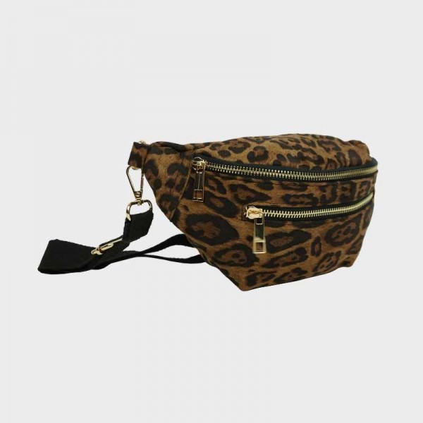 Anais - Sac banane en toile léopard...