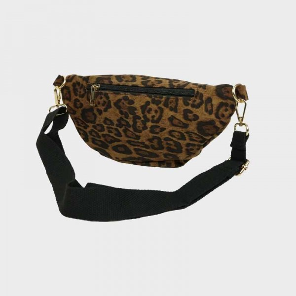 Anais - Sac banane en toile léopard...