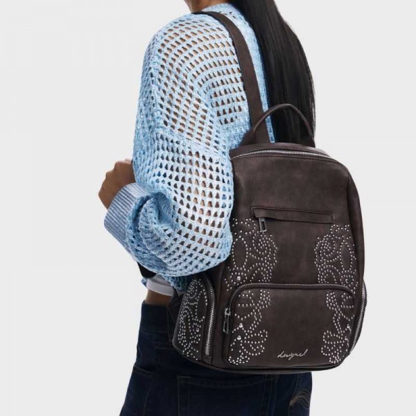 Desigual - Sac à dos marron à clous... Desigual - Sac à dos marron à clous...