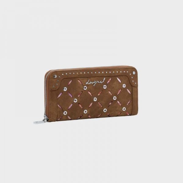 Desigual - Portefeuille marron ajouré... Desigual - Portefeuille marron ajouré...