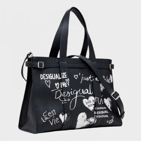 Desigual - Sac cabas noir écriture... Desigual - Sac cabas noir écriture...
