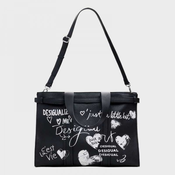 Desigual - Sac cabas noir écriture... Desigual - Sac cabas noir écriture...