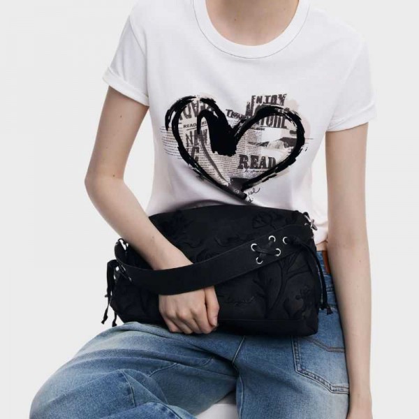 Desigual - Sac bandoulière noir à...