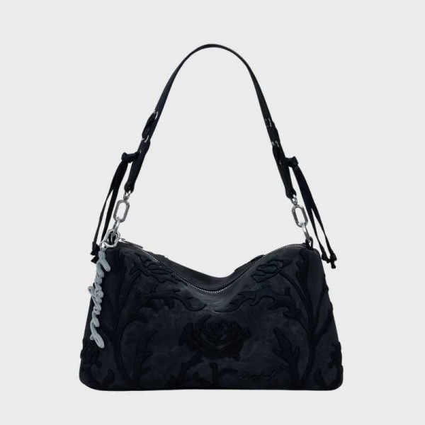 Desigual - Sac bandoulière noir à...