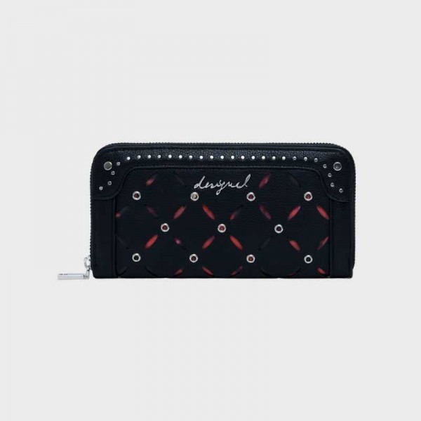 Desigual - Portefeuille noir clouté... Desigual - Portefeuille noir clouté...