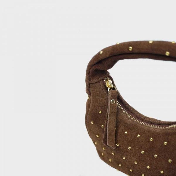 Anais - Petit sac rond en cuir clouté