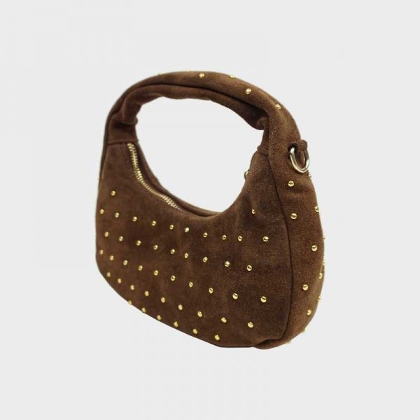 Anais - Petit sac rond en cuir clouté