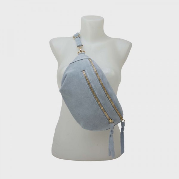 Anais - Sac banane double zip en cuir...