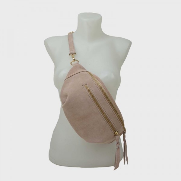 Anais - Sac banane double zip en cuir...