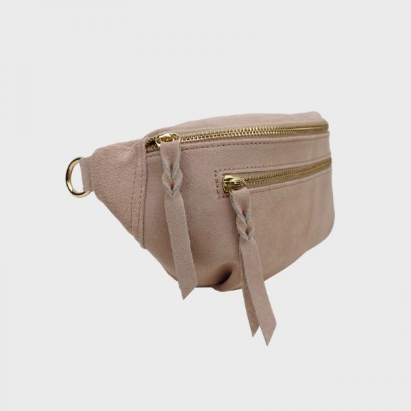 Anais - Sac banane double zip en cuir...