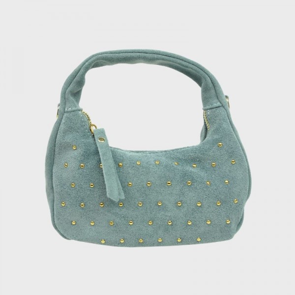 Anais - Petit sac rond en cuir clouté