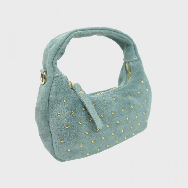 Anais - Petit sac rond en cuir clouté