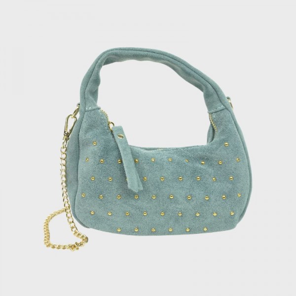 Anais - Petit sac rond en cuir clouté