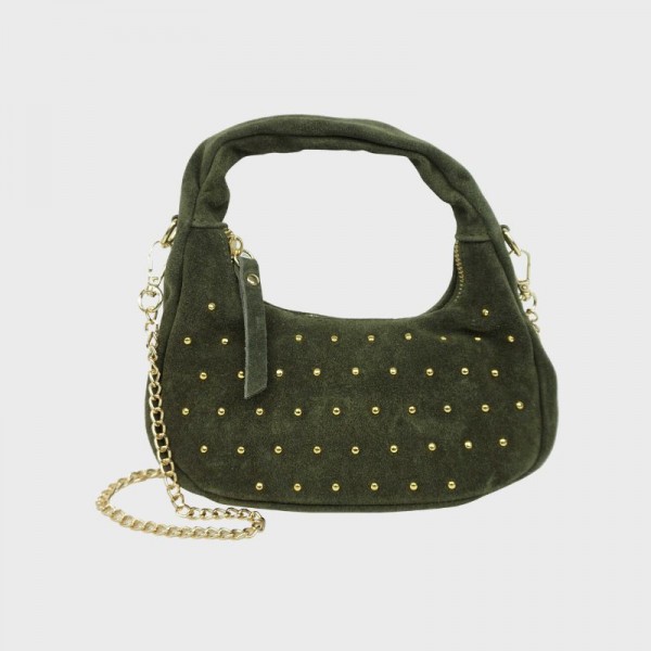 Anais - Petit sac rond en cuir clouté