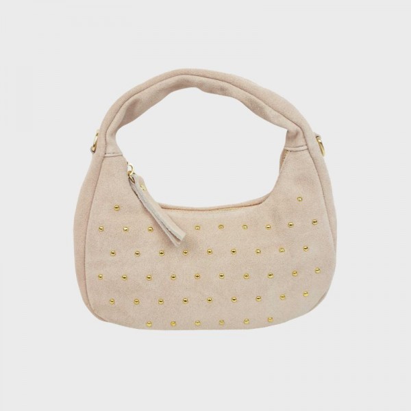 Anais - Petit sac rond en cuir clouté