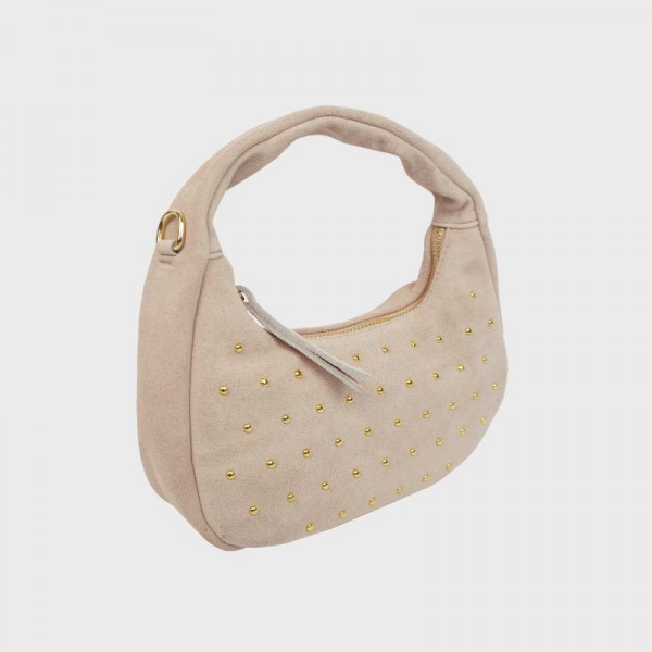 Anais - Petit sac rond en cuir clouté