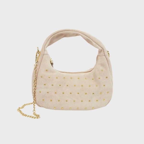 Anais - Petit sac rond en cuir clouté