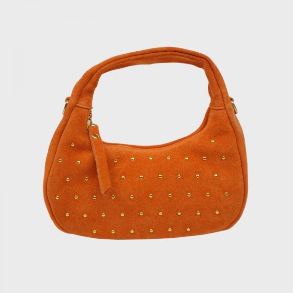 Anais - Petit sac rond en cuir clouté