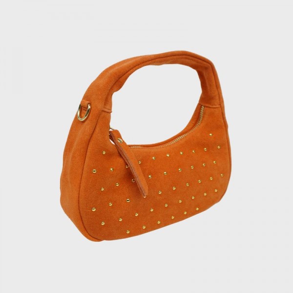 Anais - Petit sac rond en cuir clouté