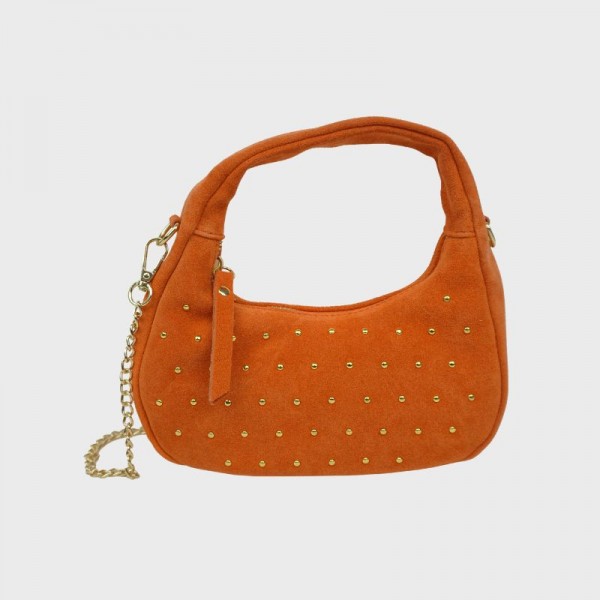Anais - Petit sac rond en cuir clouté