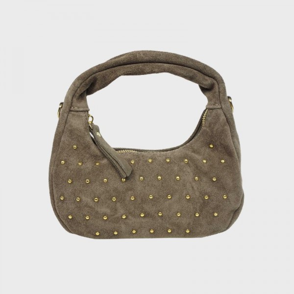 Anais - Petit sac rond en cuir clouté